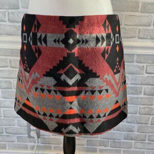Gap Wool Blend Aztec Mini Skirt Gorpcore Layers Cozy Cabincore Womens 14